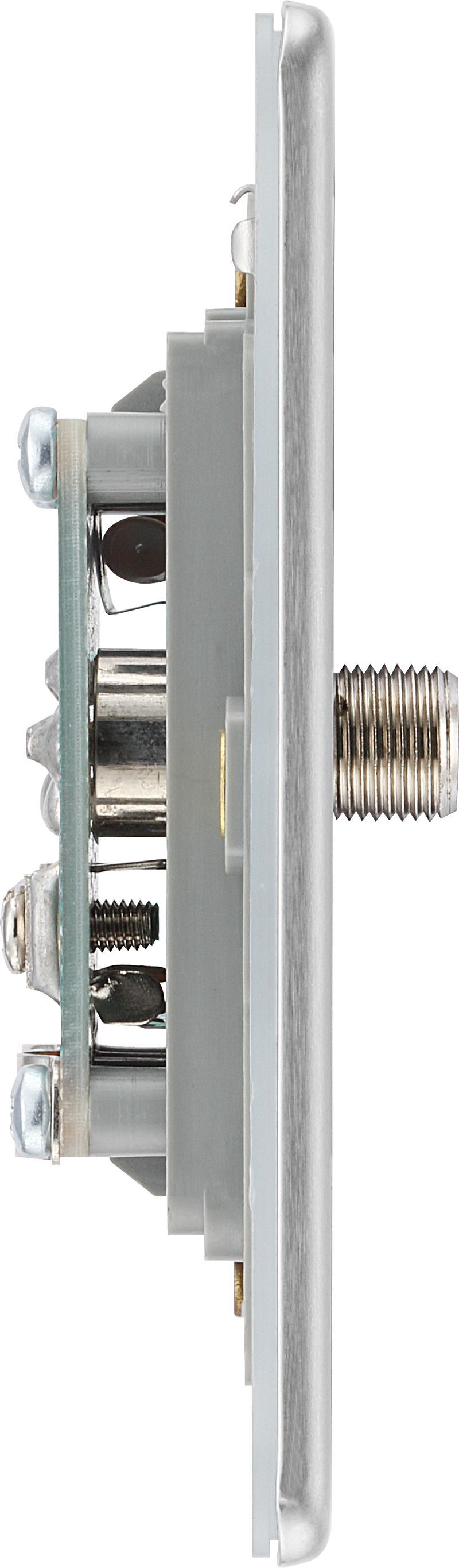 BG Electrical Flatplate Screwless Brushed Steel - Double, satellite and co-axial