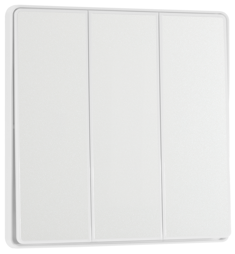BG Electrical Evolve Pearlescent White - Triple, 2 way switch, edge rocker