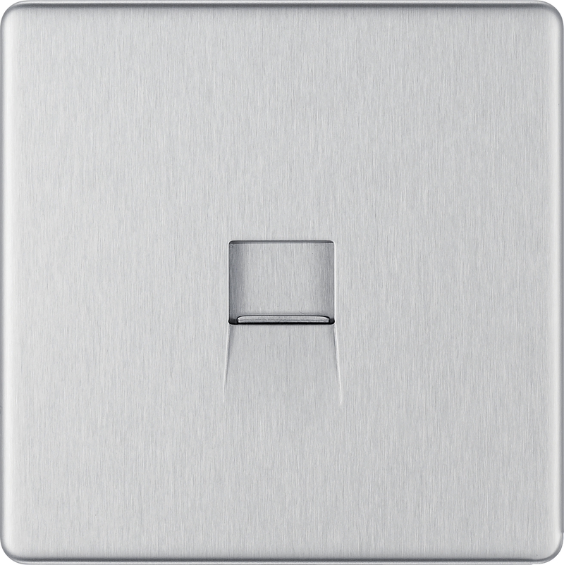BG Electrical Flatplate Screwless Brushed Steel - Single, telephone socket, master