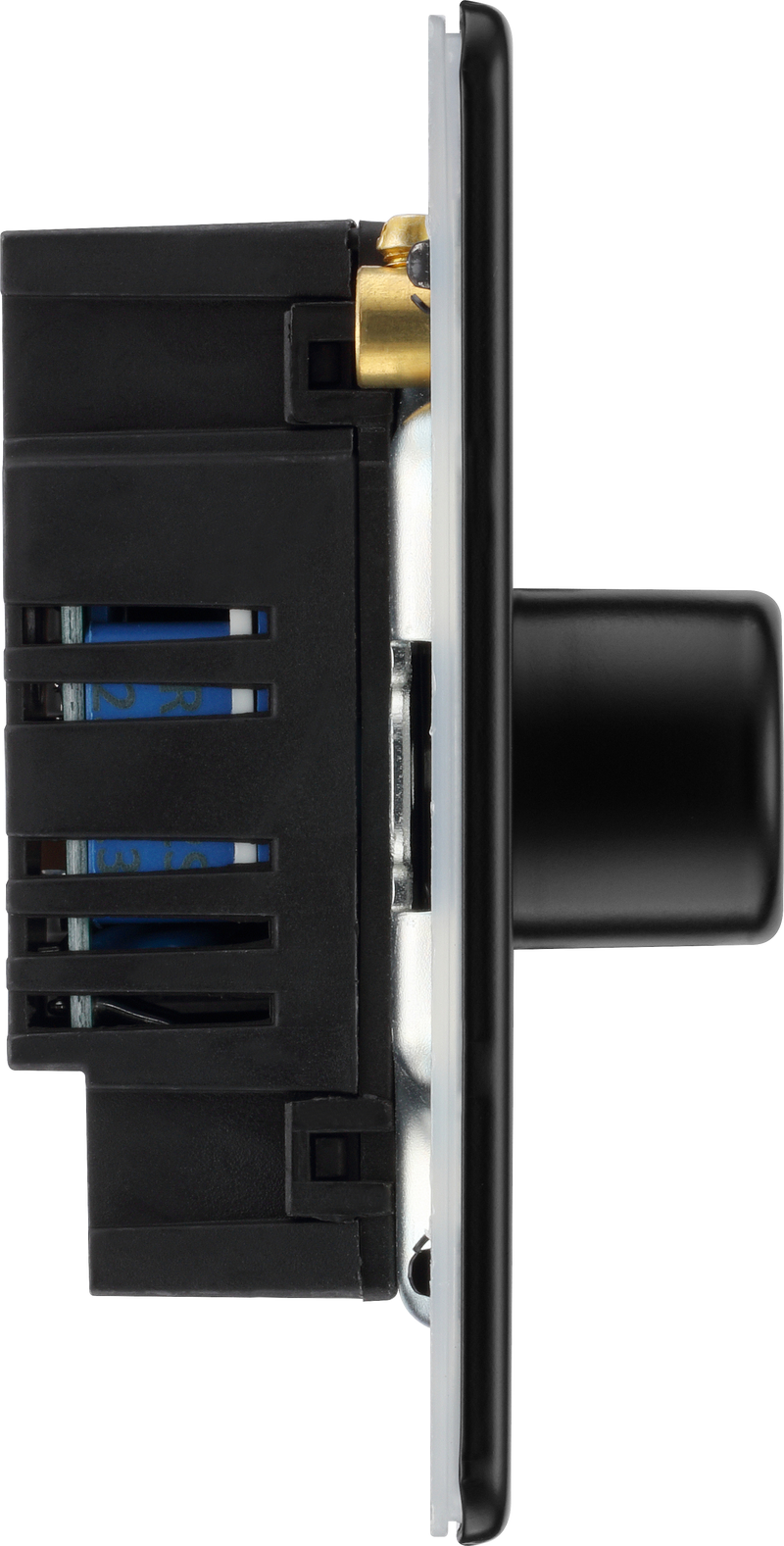 BG Electrical Flatplate Screwless Matt Black - Triple, 2 way push 200W