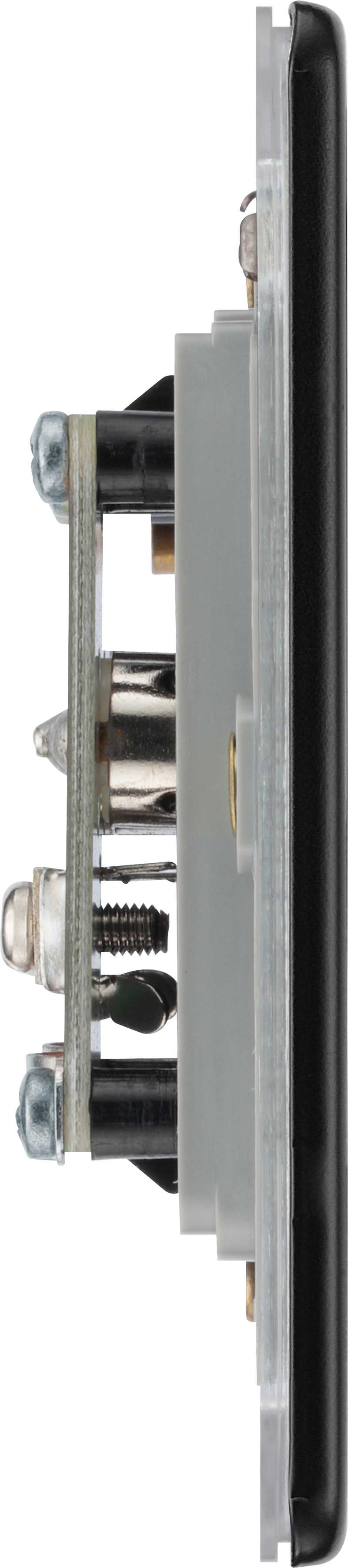 BG Electrical Flatplate Screwless Matt Black - Double co-axial