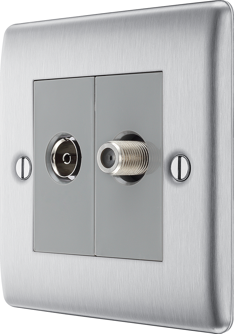 BG Electrical Nexus Metal Brushed Steel - Double, satellite and co-axial
