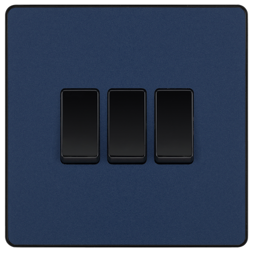 BG Electrical Evolve Matt Blue - Triple, 2 way switch