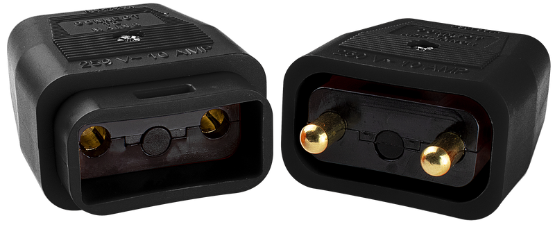 Masterplug Work - 2 Pin Connector, 10A, Black