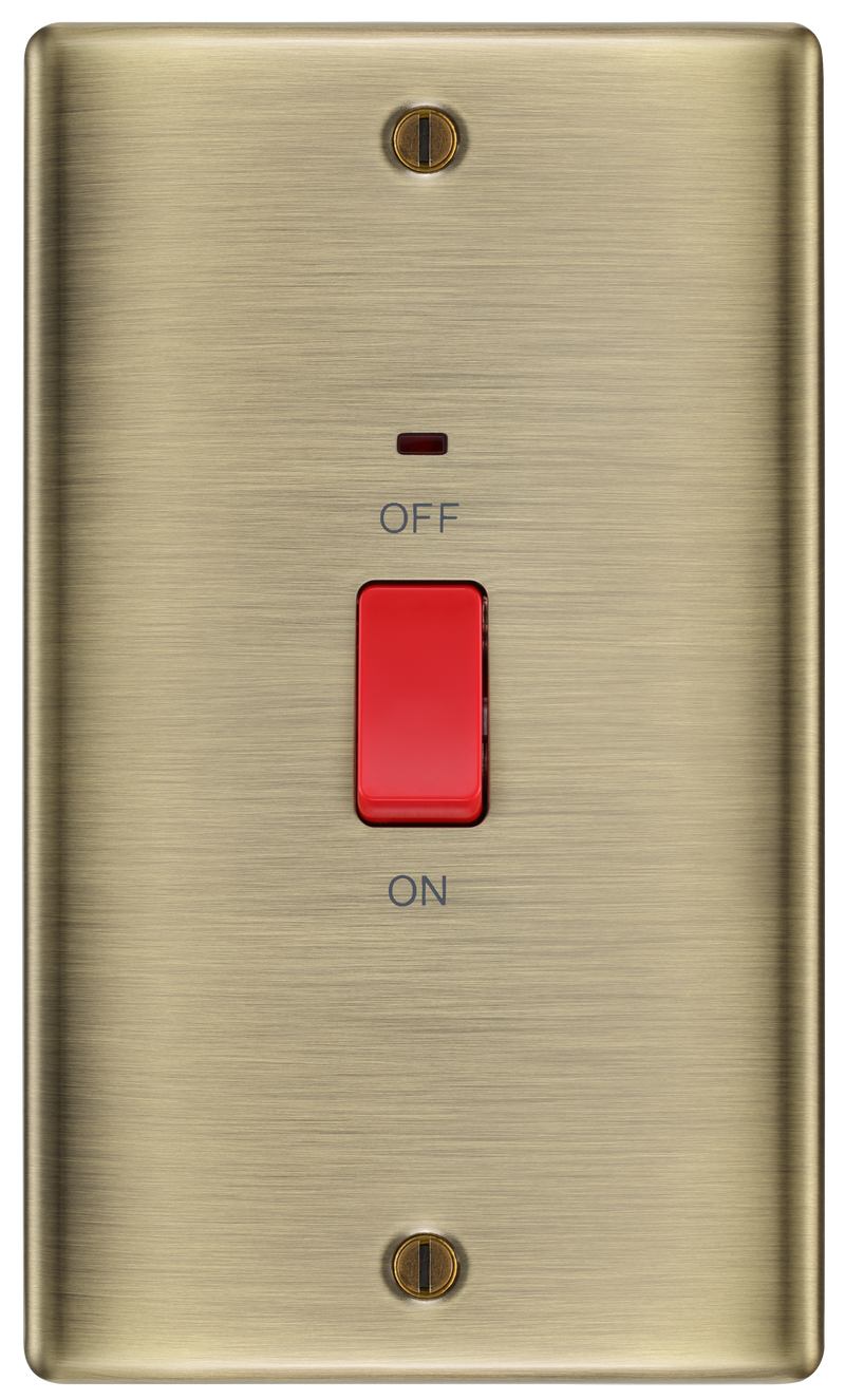 BG Electrical Nexus Metal Antique Brass - 45A, double pole, large plate, with indicator