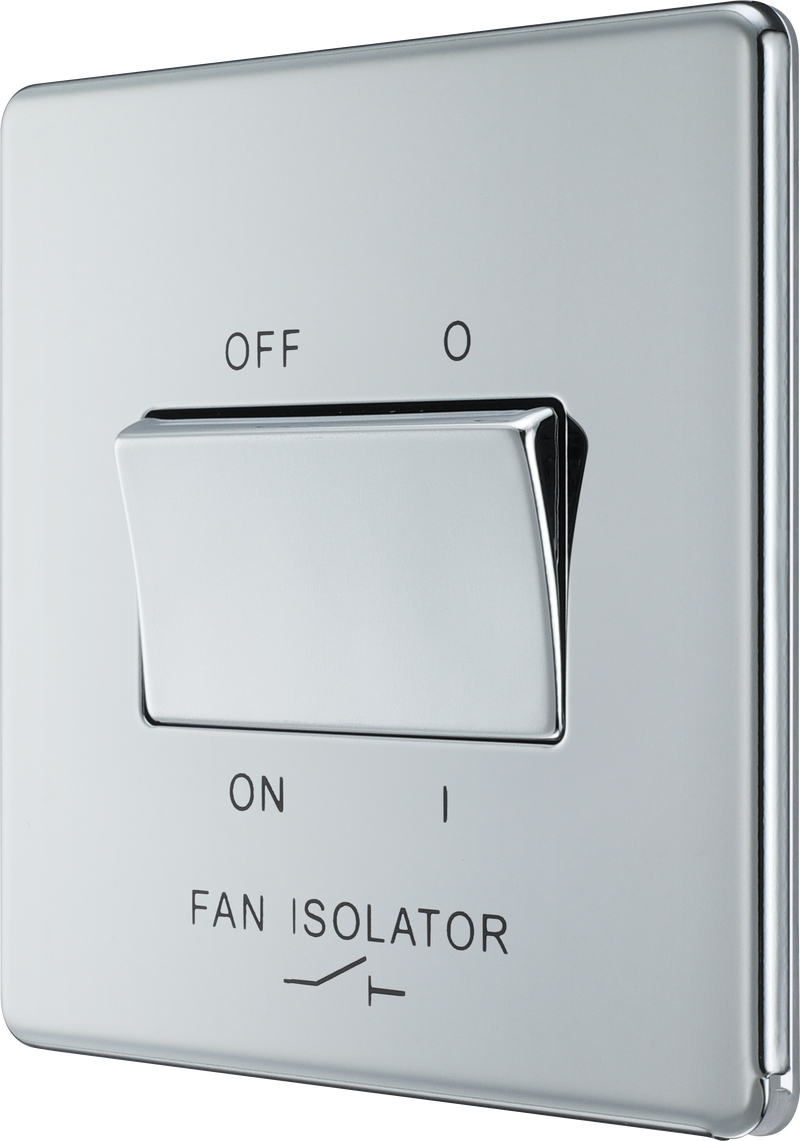 BG Electrical Flatplate Screwless Polished Chrome - Triple pole fan isolator