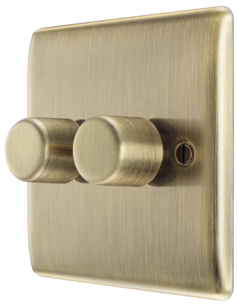 BG Electrical Nexus Metal Antique Brass - Double, 2 way push 200W