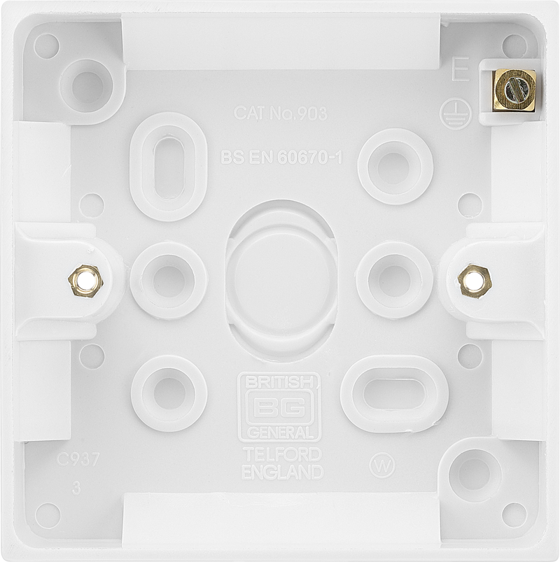 BG Electrical 900 Series - Single with earth terminal, 19mm