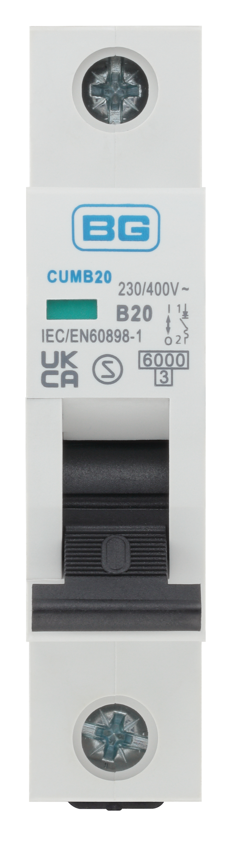 BG Circuit Protection MCB - Bidirectional 20A, B Curve, MCB, Single Pole, 6kA,1 module
