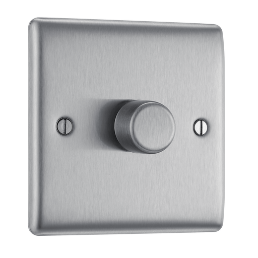 BG Electrical Nexus Metal Brushed Steel - Single, 2 way push 200W
