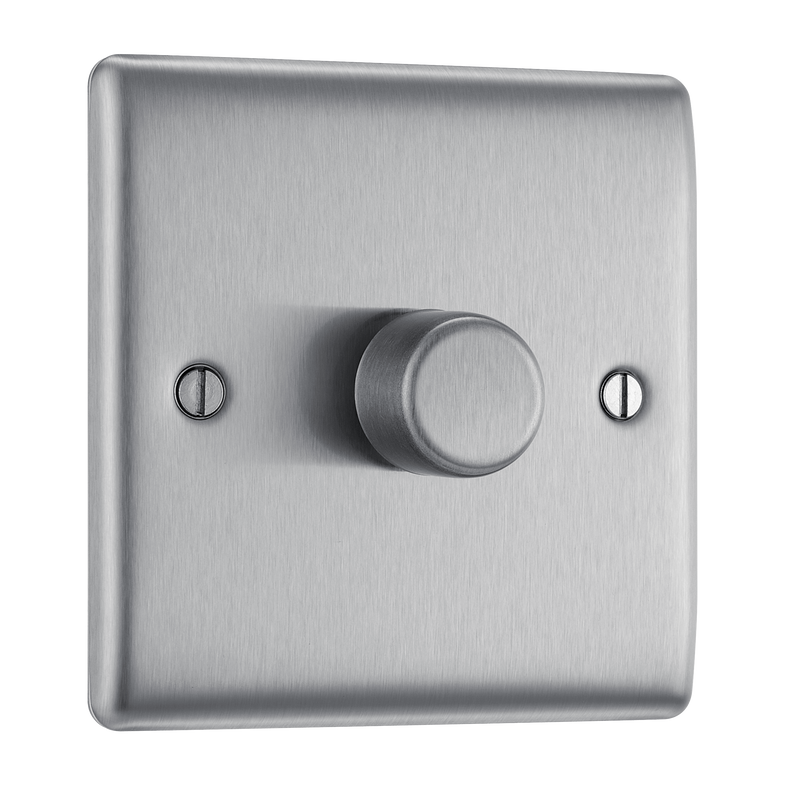 BG Electrical Nexus Metal Brushed Steel - Single, 2 way push 200W
