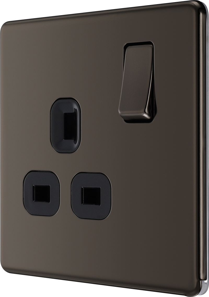 BG Electrical Flatplate Screwless Black Nickel - Single switched, double pole