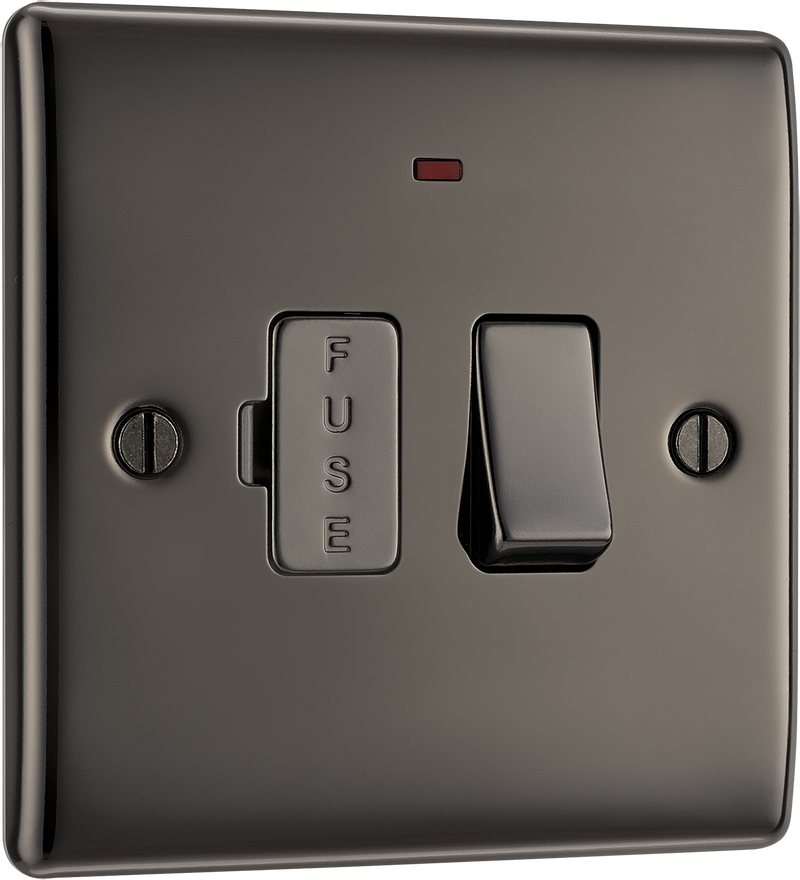 BG Electrical Nexus Metal Black Nickel - Switched and fused with indicator