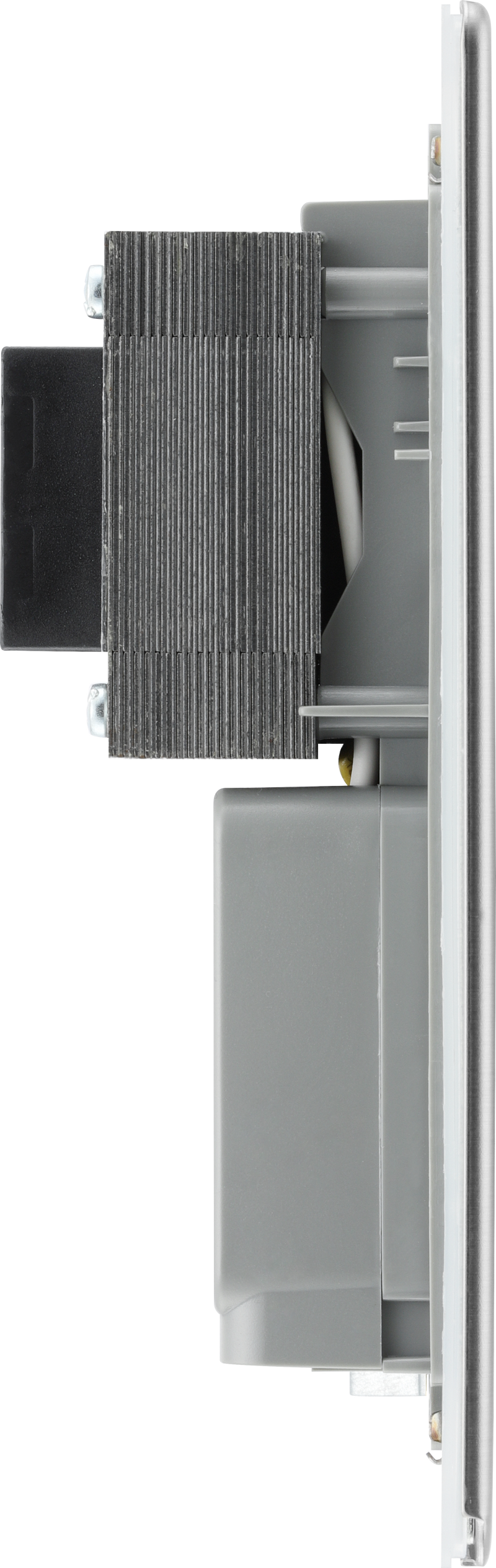 BG Electrical Flatplate Screwless Brushed Steel - 115/240V dual voltage shaver socket
