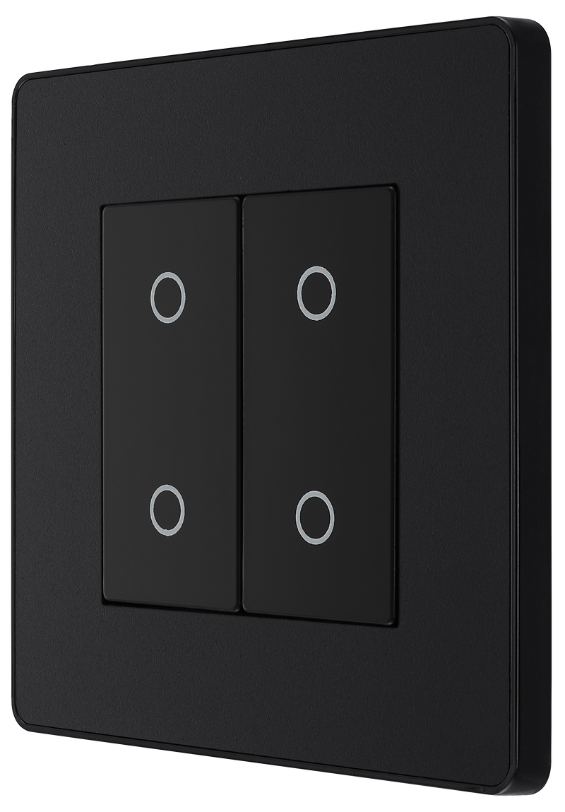 BG Electrical Evolve Matt Black - Double, 2 way touch, 200W, secondary