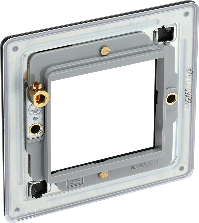 BG Electrical Flatplate Screwless Matt Black - 2 module - square