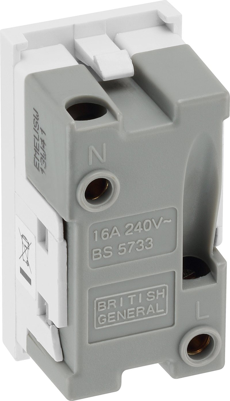 BG Electrical Euro Module - 16A 2 pin, unswitched socket