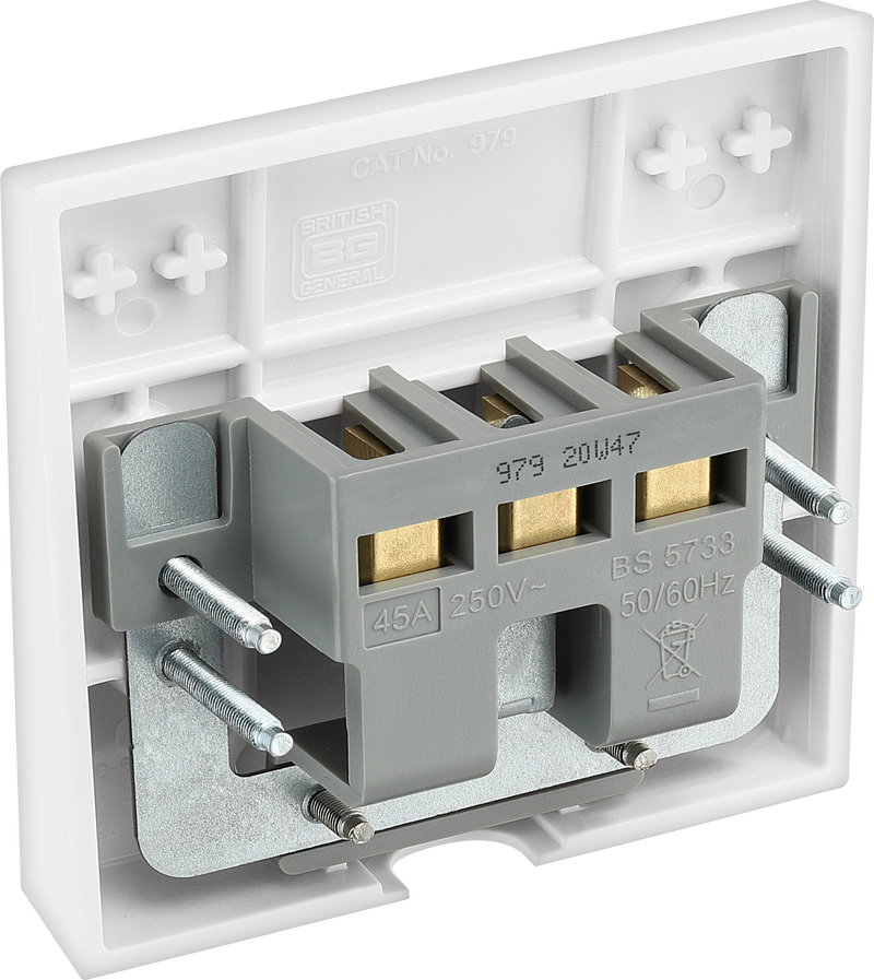BG Electrical 900 Series - 45A single, flex outlet plate, bottom entry