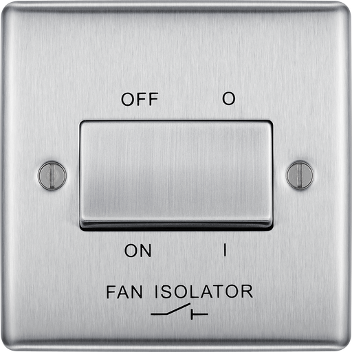 BG Electrical Nexus Metal Brushed Steel - Triple pole fan isolator