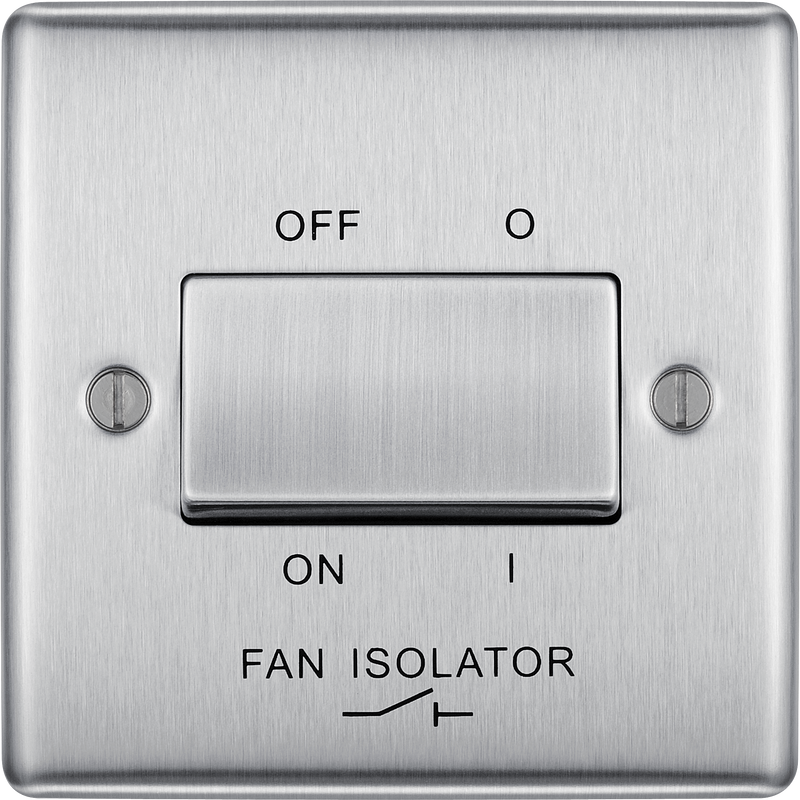 BG Electrical Nexus Metal Brushed Steel - Triple pole fan isolator