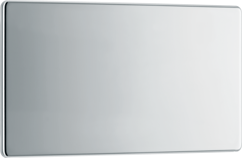 BG Electrical Flatplate Screwless Polished Chrome - Double, blank plate