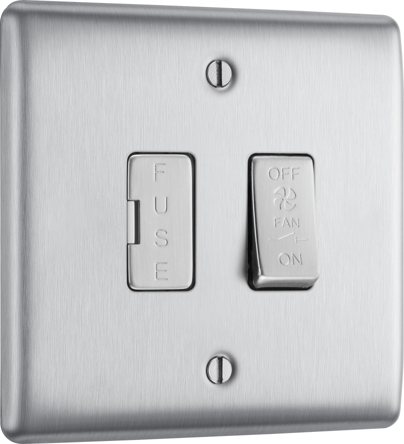 BG Electrical Nexus Metal Brushed Steel - Triple pole, fused, fan isolator