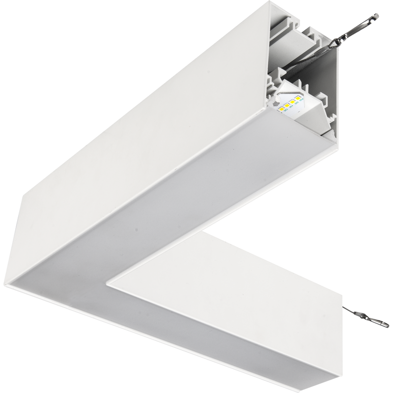 Luceco Contour Suspended - Contour 314mm suspended 90° connector module 600lumens with fixed output driver finished in white
