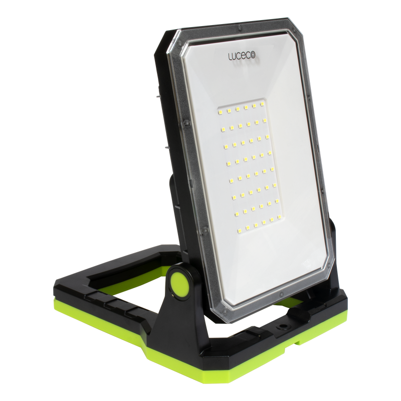 Luceco Folding Magnetic - USB-C rechargeable magnetic worklight with Power-bank for charging devices. Fully adjustable with and 3 lighting modes up to 1300 Lumens making ideal for professional and recreational applications.