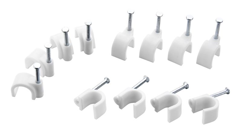 BG Electrical Contractor - Round cable clips, white, 6mm, 50pk