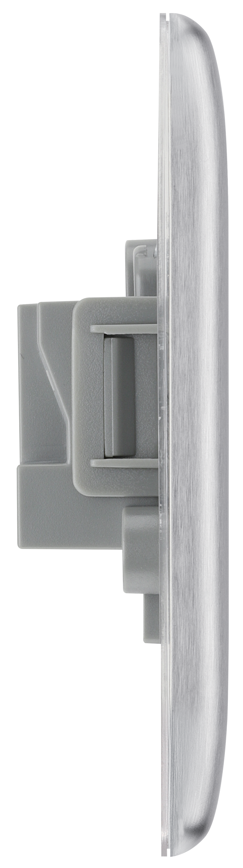 BG Electrical Nexus Metal Brushed Steel - 2A, single, unswitched, round pin