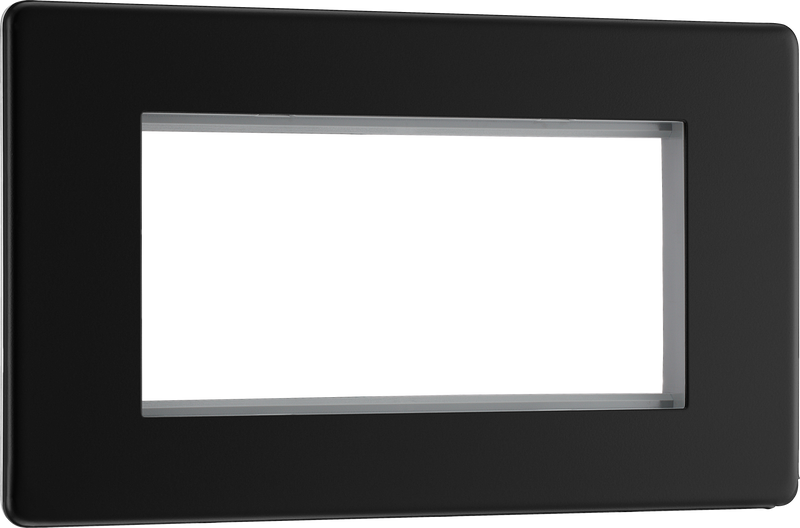 BG Electrical Flatplate Screwless Matt Black - 4 module - rectangular