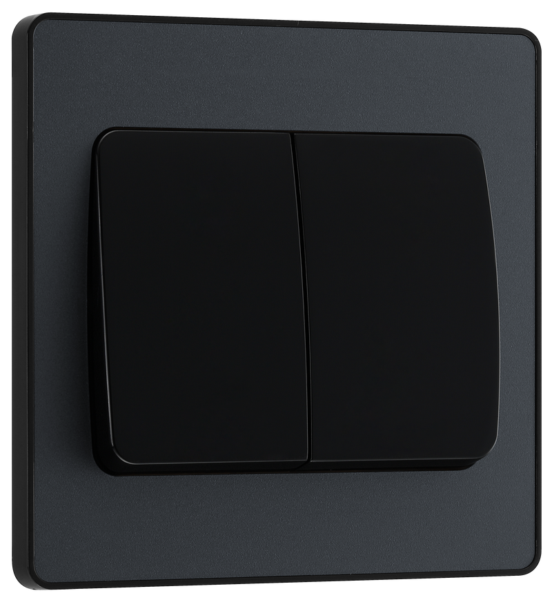 BG Electrical Evolve Matt Grey - Double, 2 way switch, wide rocker
