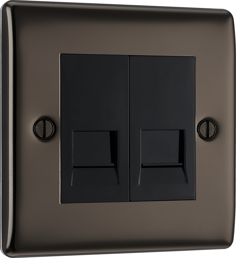 BG Electrical Nexus Metal Black Nickel - Double, RJ11 telephone socket
