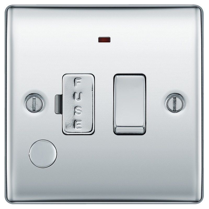 BG Electrical Nexus Metal Polished Chrome - Switched and fused with indicator and flex outlet