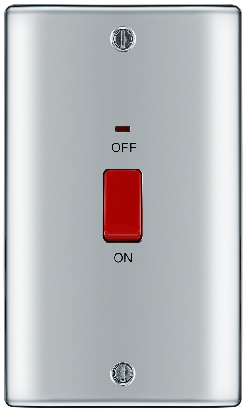 BG Electrical Nexus Metal Polished Chrome - 45A, double pole, large plate, with indicator