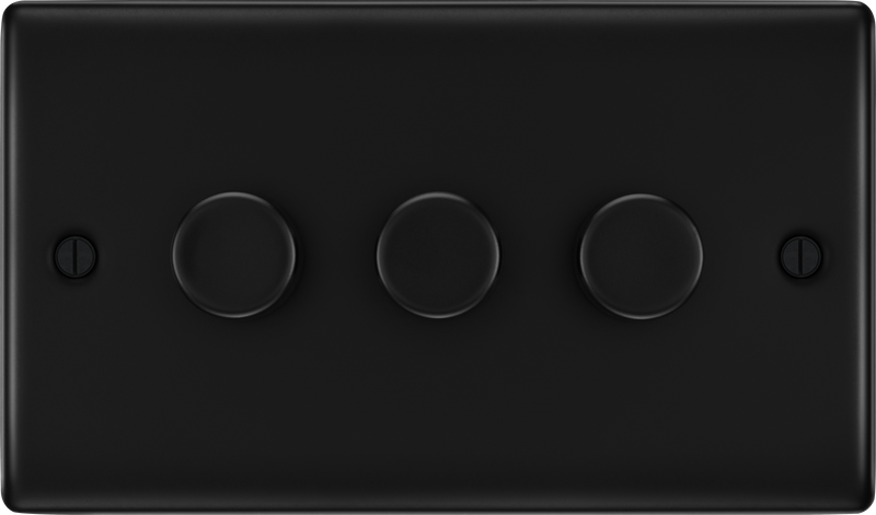 BG Electrical Nexus Metal Matt Black - Triple, 2 way push 200W