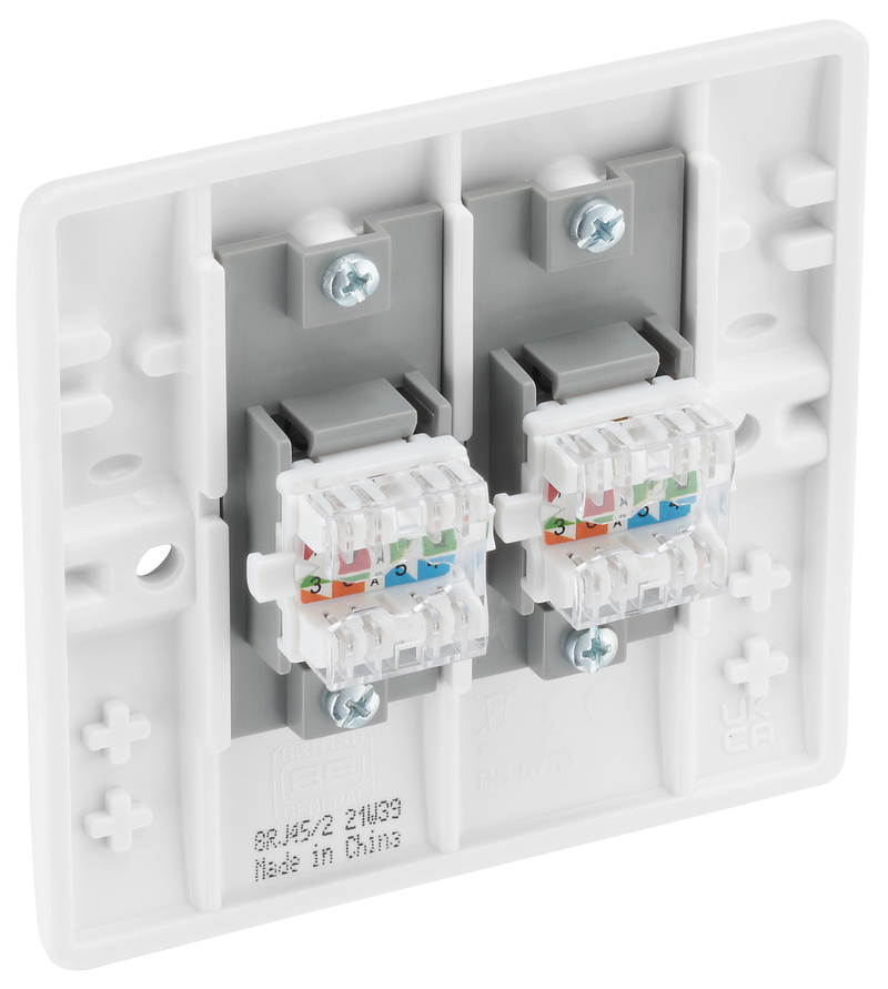 BG Electrical 800 Series - Double, RJ45 data socket (screw)