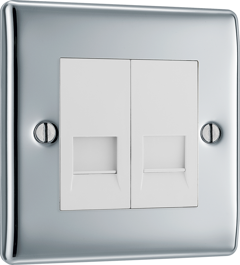 BG Electrical Nexus Metal Polished Chrome - Double, telephone socket, secondary