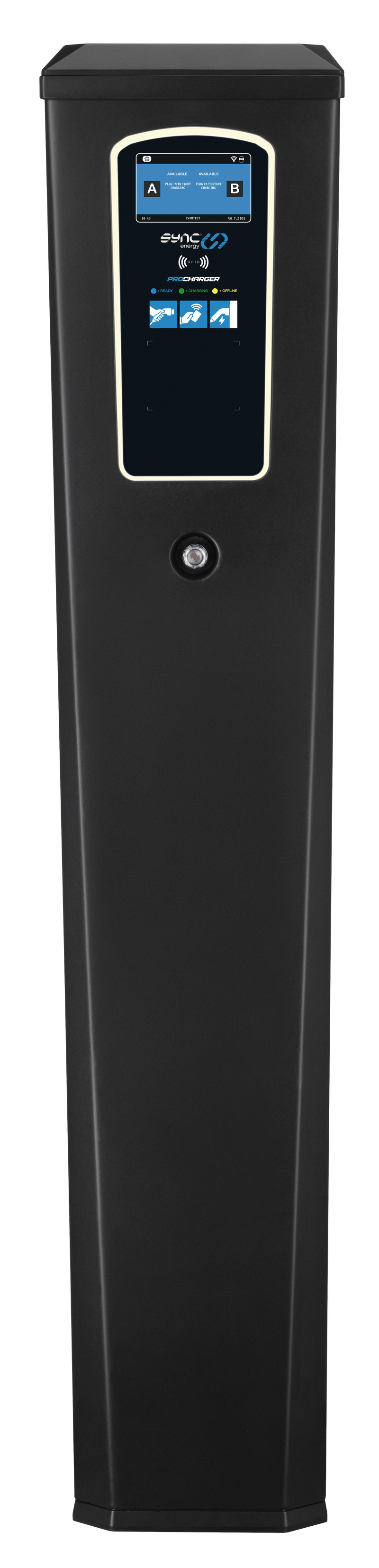 Sync Energy Pro Charger - EV Twin Bollard Pro Charger, 2 x 7.4kW, Single Phase - 4G, MID Meter