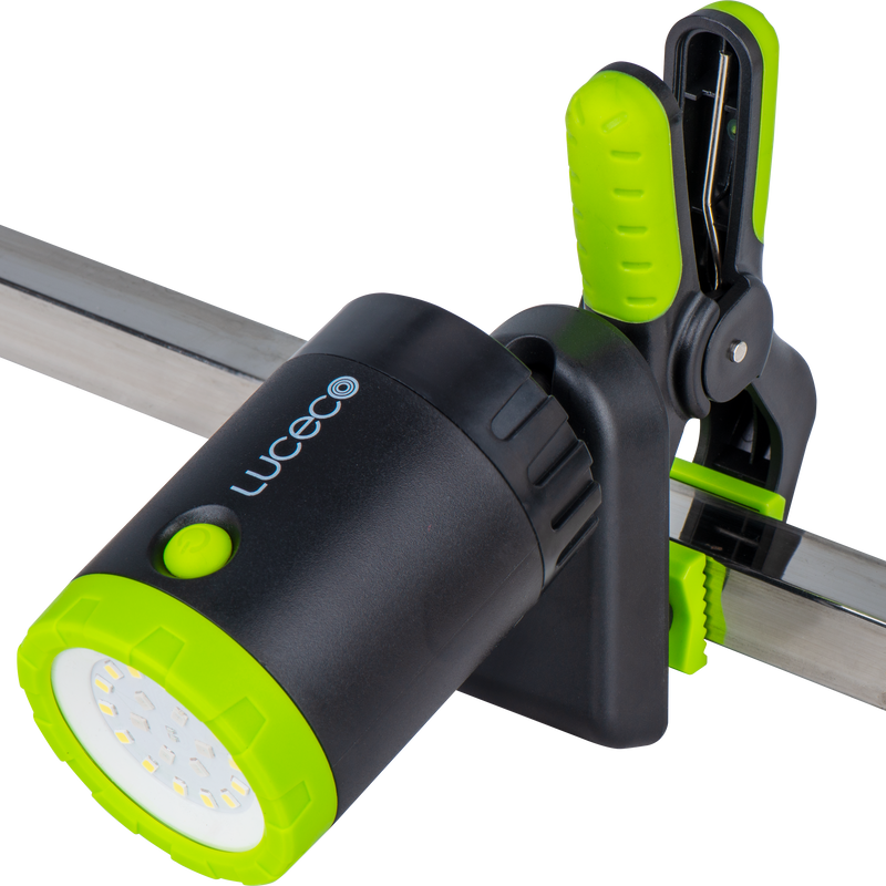 Luceco Magnetic Torch - LED Mini Spotlight with Magnet and Clamp, USB-C Rechargeable, 3 Lighting Modes, Inspection Light, Hands-Free Operation, IP44, 5W, 500lm, 6500K
