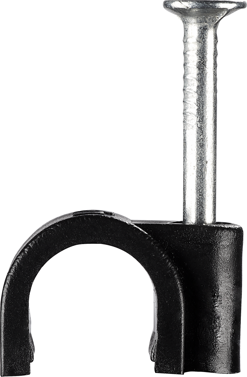 BG Electrical Contractor - Round cable clips, black, 7mm, 50pk