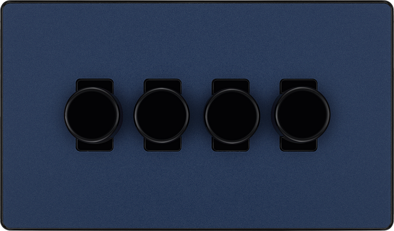 BG Electrical Evolve Matt Blue - Quadruple, 2 way push 200W