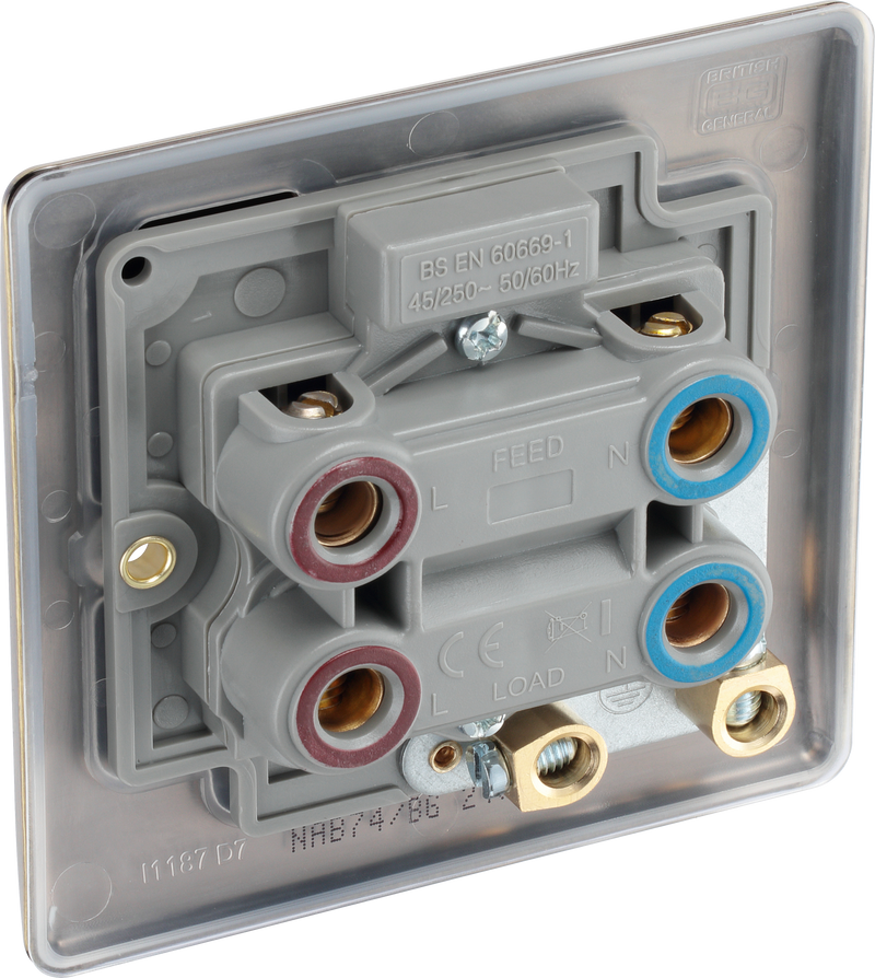 BG Electrical Nexus Metal Antique Brass - 45A, double pole, single plate, with indicator