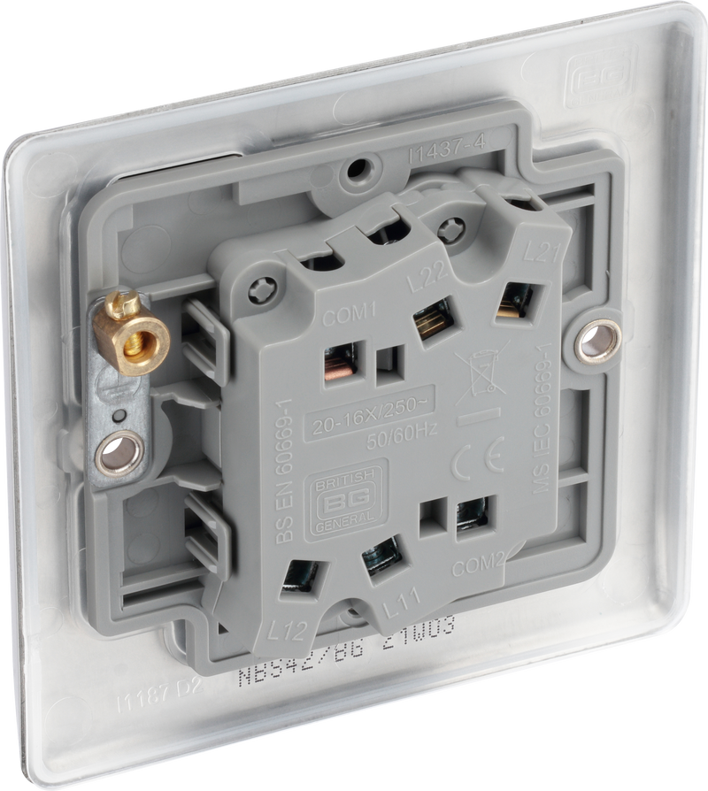 BG Electrical Nexus Metal Brushed Steel - Double, 2 way switch