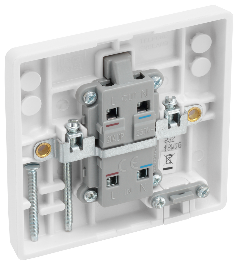 BG Electrical 800 Series - 20A, double pole, with flex outlet