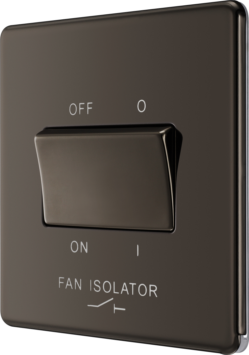 BG Electrical Flatplate Screwless Black Nickel - Triple pole fan isolator