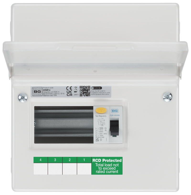 BG Circuit Protection Dual RCD - 6 module, 4 way, 100A Type A RCD