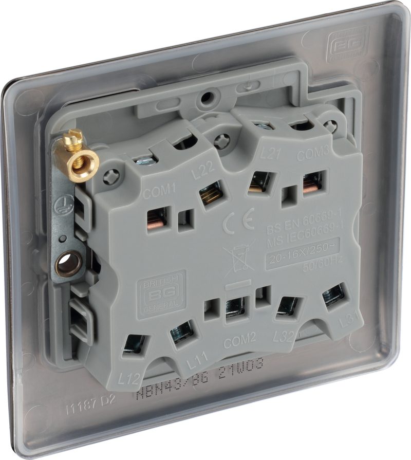BG Electrical Nexus Metal Black Nickel - Triple, 2 way switch
