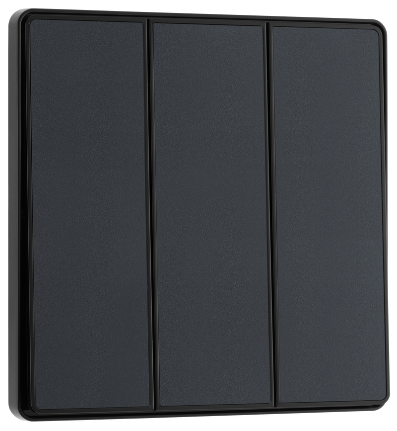 BG Electrical Evolve Matt Grey - Triple, 2 way switch, edge rocker
