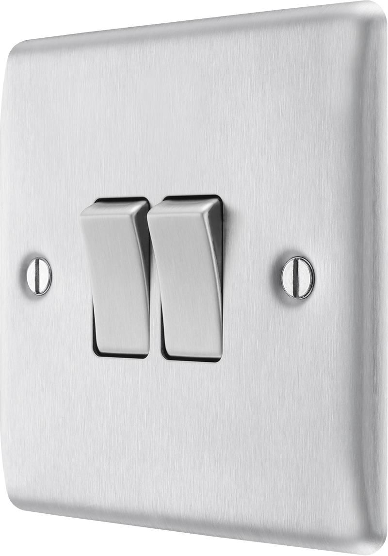 BG Electrical Nexus Metal Brushed Steel - Double, 2 way switch